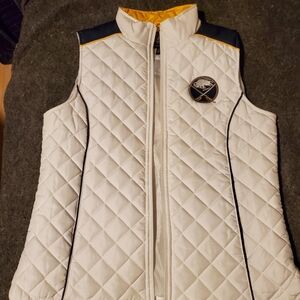 Sabres NHL Team Womans Quilted Vest By Carl Banks Medium Snow White